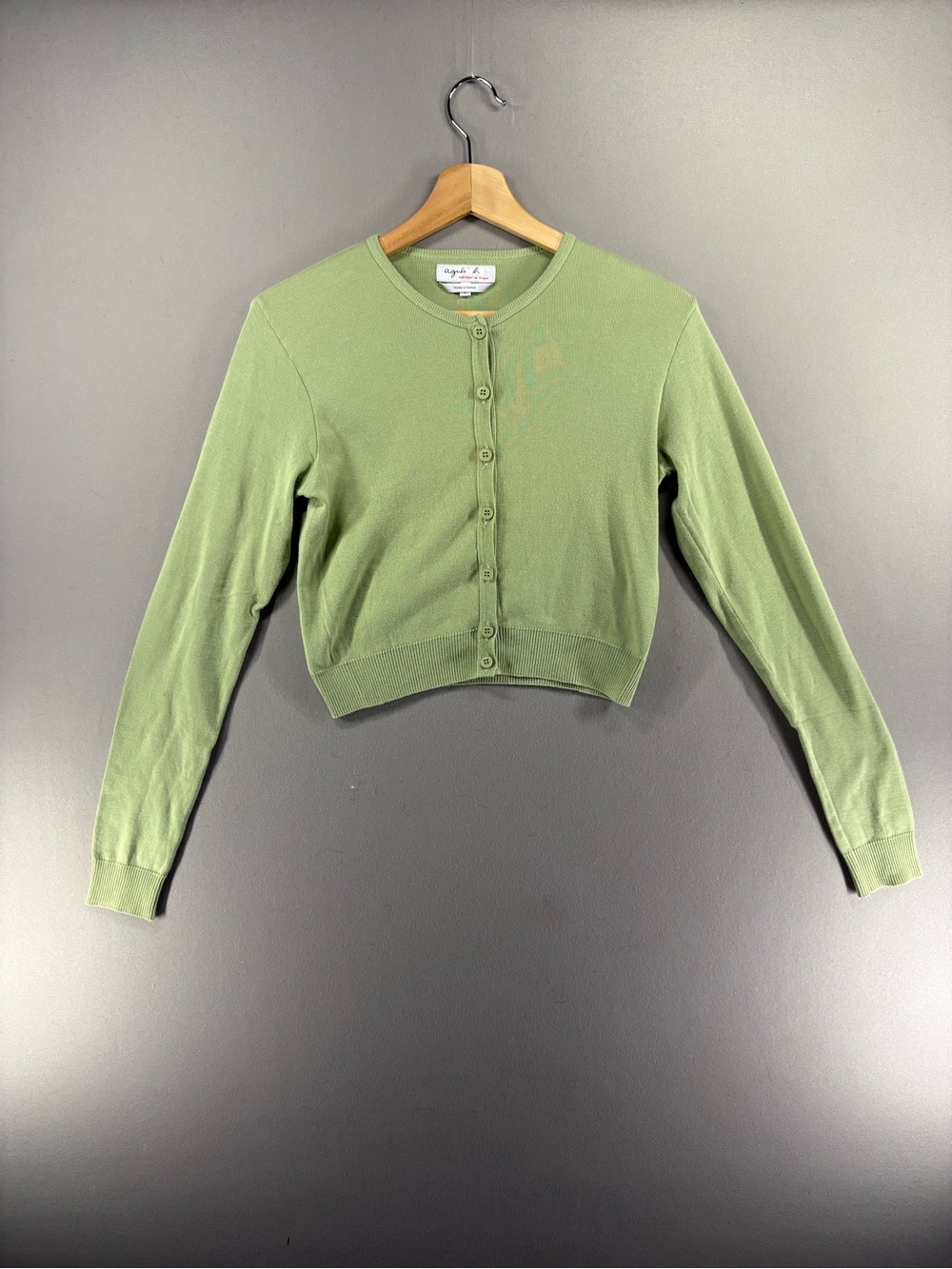 Agnes b Women Button Cardigan Cropped Minimalist Paris Style Lightweight